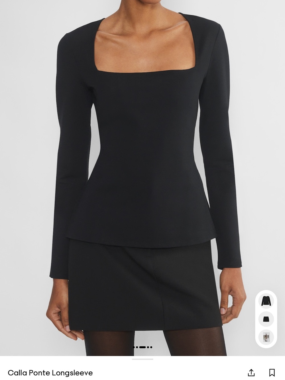 Babaton Black Square-Neck Ponte Top